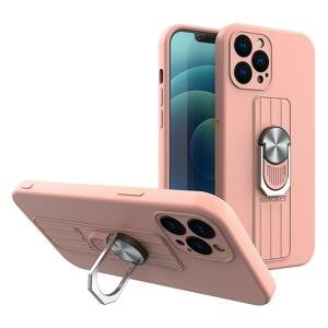 Silikonové pouzdro s kovovým kroužkem na iPhone 13 Mini 5.4" pink