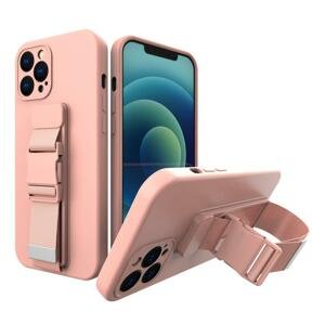 Silikonové pouzdro Sporty s popruhem na iPhone XR pink