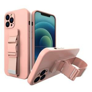 Silikonové pouzdro Sporty s popruhem na iPhone 11 Pro Max pink