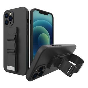 Silikonové pouzdro Sporty s popruhem na iPhone 12 6.1" black