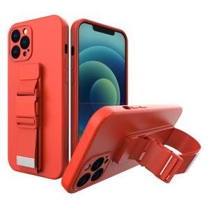 Silikonové pouzdro Sporty s popruhem na iPhone 12 6.1" red