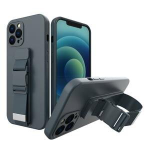 Silikonové pouzdro Sporty s popruhem na iPhone 12 6.1" navy blue