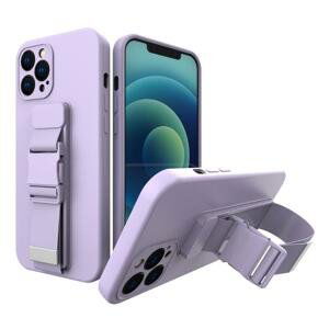 Silikonové pouzdro Sporty s popruhem na iPhone 13 Pro MAX 6.7" purple