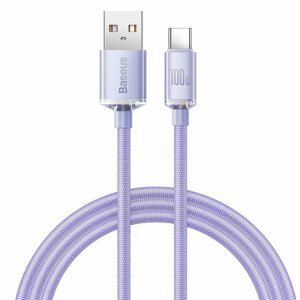Baseus Crystal Shine odolný opletený kabel USB / USB-C 100W 1,2m purple