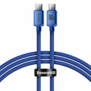 Baseus Crystal Shine odolný opletený kabel USB-C / USB-C 100W 1,2m blue