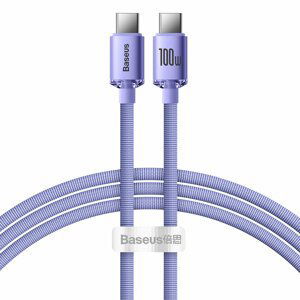 Baseus Crystal Shine odolný opletený kabel USB-C / USB-C 100W 2m purple