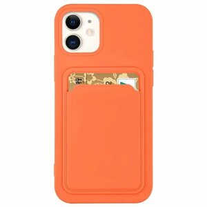 Silikonové pouzdro s kapsou na iPhone 13 Mini 5.4" orange