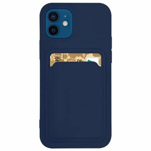 Silikonové pouzdro s kapsou na Samsung Galaxy A42 5G navy blue