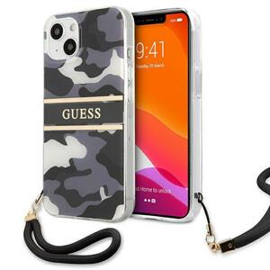 Guess GUHCP13MKCABBK hard silikonové pouzdro iPhone 13 6.1" black Camo Strap Collection