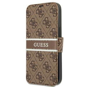 Guess GUBKP13L4GDBR knížkové pouzdro iPhone 13 / 13 Pro 6.1" brown book 4G Stripe