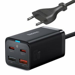 Baseus GaN3 Pro rychlonabíječka 2 x USB-C / 2 x USB 65W s kabelem USB-C 1m Black