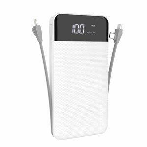 Dudao K1A powerbanka 10000mAh se zabudovanými kabely 3v1 White