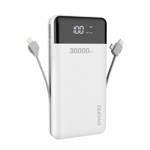 Dudao K1Max powerbanka 30000mAh se zabudovanými kabely White