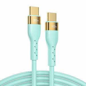 Joyroom S-1250N18-10 Liquid Silicone Data kabel USB-C / USB-C 100W 1,2m green