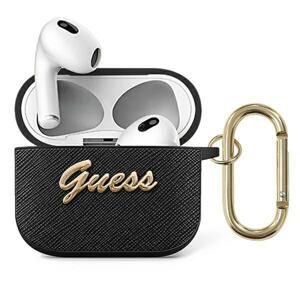 Guess GUA3SASMK pouzdro na AirPods 3. Generace black Saffiano Script Metal Collection