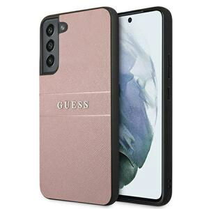 Guess GUHCS22SPSASBPI hard silikonové pouzdro Samsung Galaxy S22 5G pink Saffiano Stripe