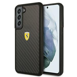 Ferrari FEHCS22SFCAK hard silikonové pouzdro Samsung Galaxy S22 5G Black On Track Real Carbon