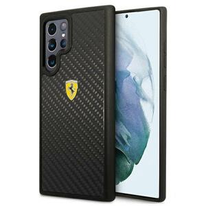 Ferrari FEHCS22LFCAK hard silikonové pouzdro Samsung Galaxy S22 Ultra 5G Black On Track Real Carbon