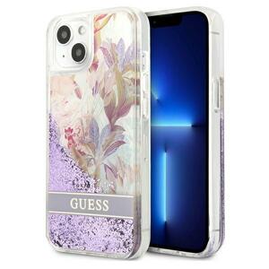 Guess GUHCP13SLFLSU hard silikonové pouzdro iPhone 13 Mini 5.4" purple Flower Liquid Glitter