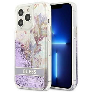 Guess GUHCP13LLFLSU hard silikonové pouzdro iPhone 13 / 13 Pro 6.1" purple Flower Liquid Glitter