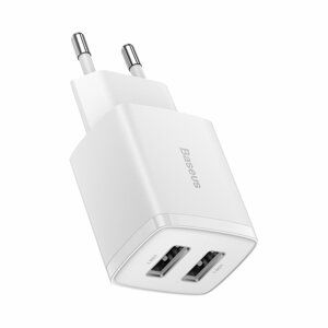 Basues Compact rychlonabíječka 2x USB 10,5W EU zástrčka White