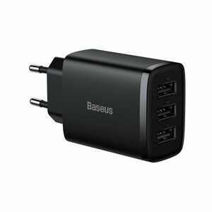 Basues Compact rychlonabíječka 3x USB 17W EU zástrčka Black