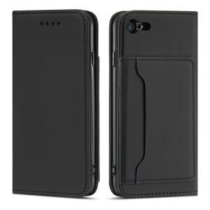 Magnet Card Case elegantní knížkové pouzdro s venkovní kapsou na iPhone SE 2022/SE 2020/8/7 Black