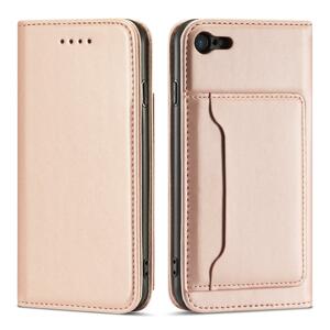 Magnet Card Case elegantní knížkové pouzdro s venkovní kapsou na iPhone SE 2022/SE 2020/8/7 Pink