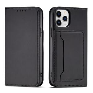 Magnet Card Case elegantní knížkové pouzdro s venkovní kapsou na iPhone 12 6.1" Black