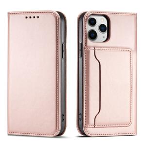 Magnet Card Case elegantní knížkové pouzdro s venkovní kapsou na iPhone 12 Pro 6.1" Pink