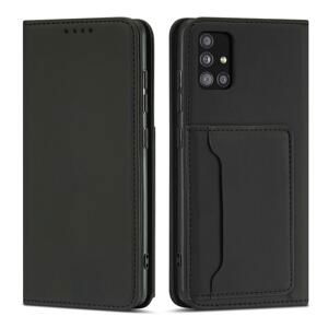Magnet Card Case elegantní knížkové pouzdro s venkovní kapsou na Samsung Galaxy A52 / A52 5G / A52s 5G Black