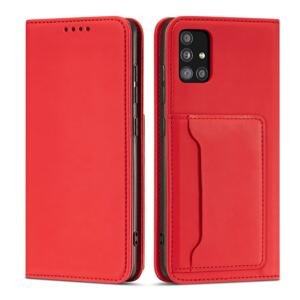 Magnet Card Case elegantní knížkové pouzdro s venkovní kapsou na Samsung Galaxy A52 / A52 5G / A52s 5G Red