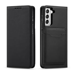 Magnet Card Case elegantní knížkové pouzdro s venkovní kapsou na Samsung Galaxy S22 5G Black