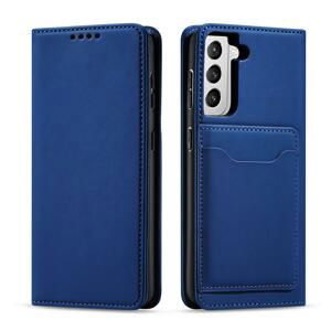 Magnet Card Case elegantní knížkové pouzdro s venkovní kapsou na Samsung Galaxy S22 5G Blue