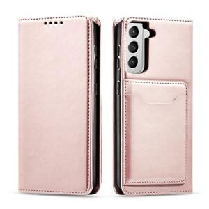 Magnet Card Case elegantní knížkové pouzdro s venkovní kapsou na Samsung Galaxy S22 5G Pink
