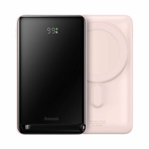 Baseus Magnetic Bracket powerbanka s bezdrátovým nabíjením MagSafe 10000mAh 20W Overseas Edition s USB-C kabelem 0,5m Pink