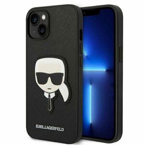 Karl Lagerfeld KLHCP14SSAPKHK hard silikonové pouzdro iPhone 14 6.1" black Saffiano Karl`s Head Patch