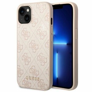 Guess GUHCP14SG4GFPI hard silikonové pouzdro iPhone 14 6.1" pink 4G Metal Gold Logo