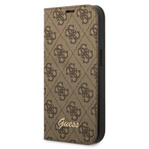 Guess GUBKP14LHG4SHW hard silikonové pouzdro iPhone 14 PRO 6.1" brown book 4G Vintage Gold Logo