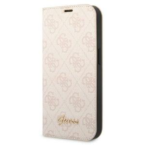 Guess GUBKP14LHG4SHP hard silikonové pouzdro iPhone 14 PRO 6.1" pink book 4G Vintage Gold Logo