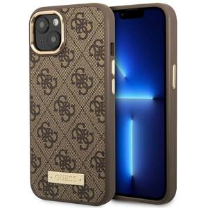 Guess GUHMP14MU4GPRW hard silikonové pouzdro iPhone 14 PLUS 6.7" brown 4G Logo Plate MagSafe