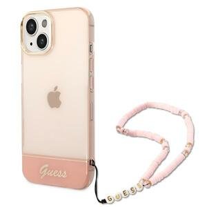 Guess GUHCP14SHGCOHP hard silikonové pouzdro iPhone 14 6.1" pink Translucent Pearl Strap
