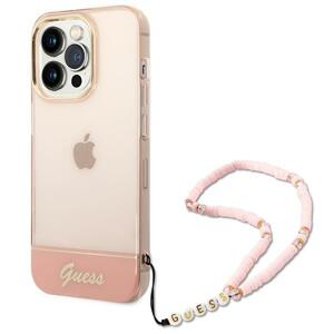 Guess GUHCP14XHGCOHP hard silikonové pouzdro iPhone 14 PRO MAX 6.7" pink Translucent Pearl Strap