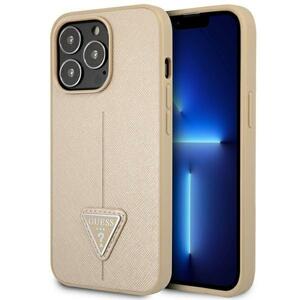 Guess GUHCP14XPSATLE hard silikonové pouzdro iPhone 14 PRO MAX 6.7" beige Saffiano Triangle Logo