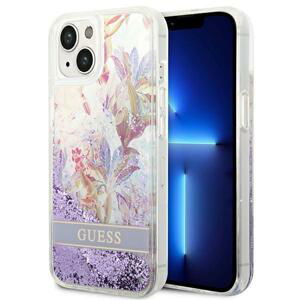 Guess GUHCP14MLFLSU hard silikonové pouzdro iPhone 14 PLUS 6.7" purple Flower Liquid Glitter