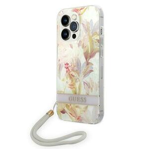 Guess GUOHCP14XHFLSU hard silikonové pouzdro iPhone 14 PRO MAX 6.7" purple Flower Strap