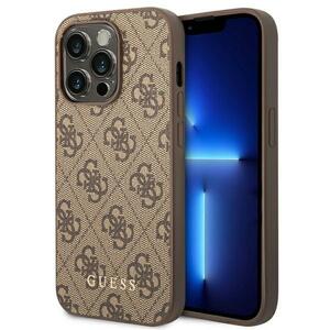 Guess GUHCP14LG4GFBR hard silikonové pouzdro iPhone 14 PRO 6.1" brown 4G Metal Gold Logo