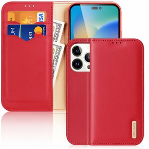 DUX DUCIS Hivo kožené pouzdro na iPhone 14 PRO MAX 6.7" Red