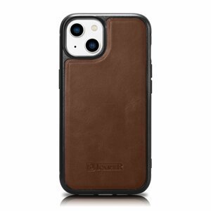 iCarer kožené pouzdro na iPhone 14 6.1" Oil wax real leather back cover Brown