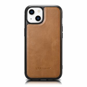 iCarer kožené pouzdro na iPhone 14 6.1" Oil wax real leather back cover Light brown